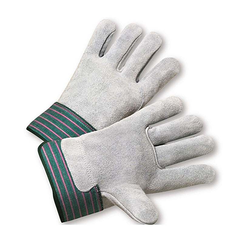 GLOVE 600-EA/M LEATHER PALM GREEN/PINK CUFF