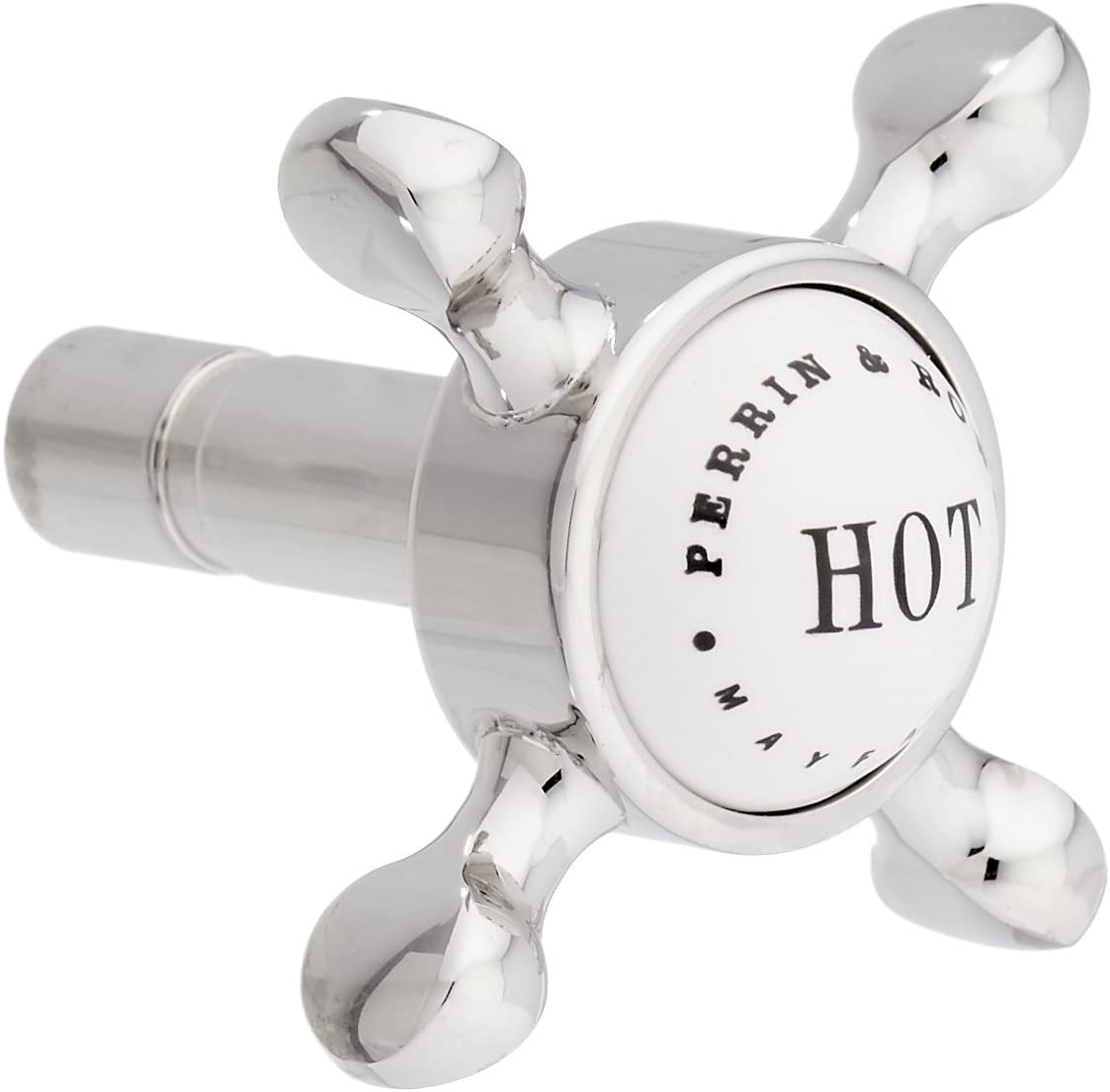 Perrin & Rowe 3/4" Hot Indicator Cross Handle Polished Nickel
