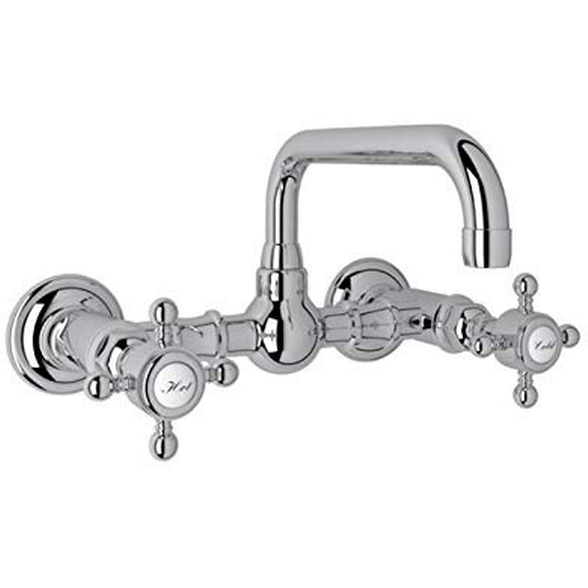 Acqui Wall Mount Bridge Lav Faucet 2-Handles In Italian Brass