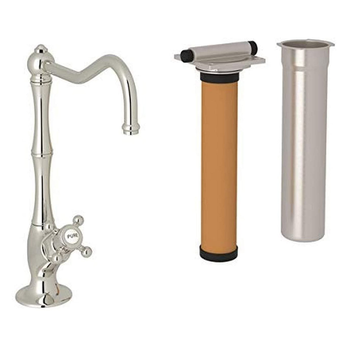 Acqui Cold Water Dispenser & Filter in Polished Nickel w/Mini Cross Handle