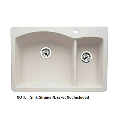 Diamond 33x22x9-1/2" 1-1/2 Dbl Bowl Sink in Biscuit 2 Holes
