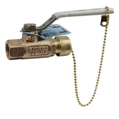 Ball Valve 3/4" Bronze Threaded 2-Piece Standard Port Lead Free Hose Thread with Cap & Chain  Max Pressure 600 PSI CWP