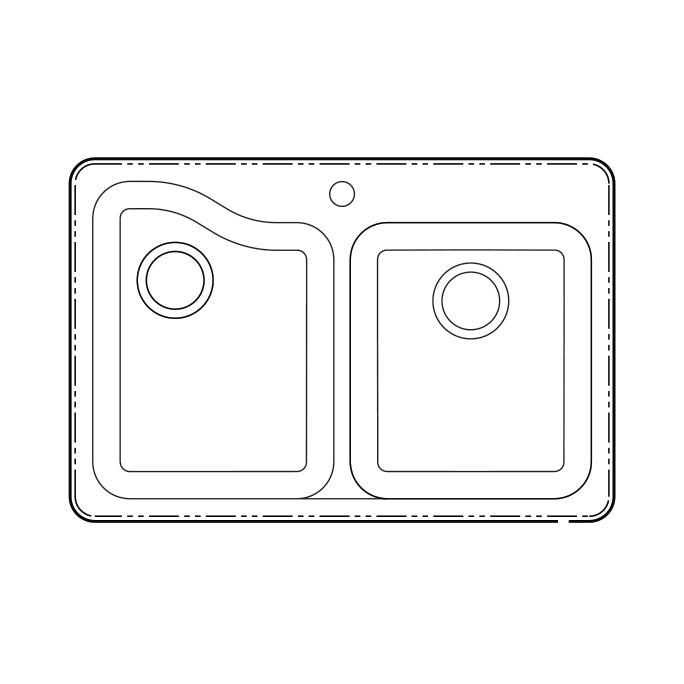 Silhouette 33x22x6" Double Bowl Kitchen Sink Bisque 1 Hole