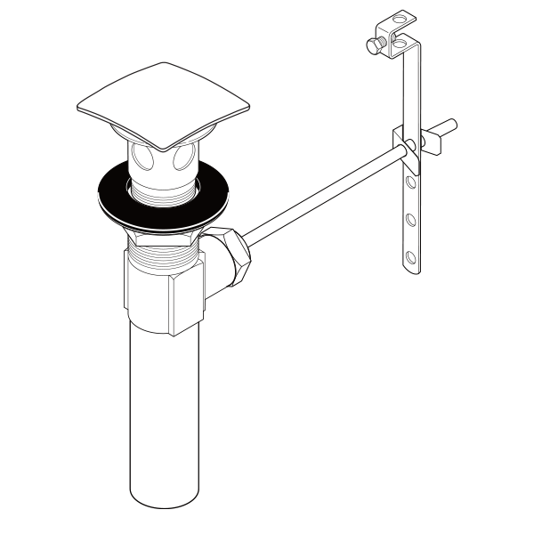 Square Metal Pop-Up Lav Drain w/Overflow in Polished Nickel
