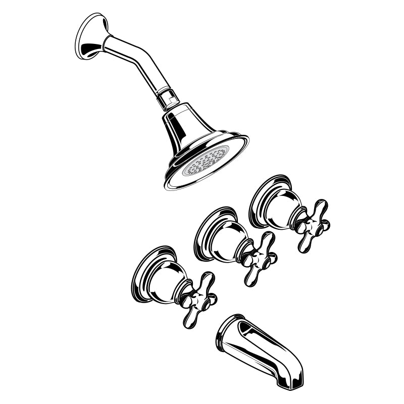 Hampton Wall Mounted Tub & Shower Faucet w/IPS Spout in Satin Nickel/Polished Brass