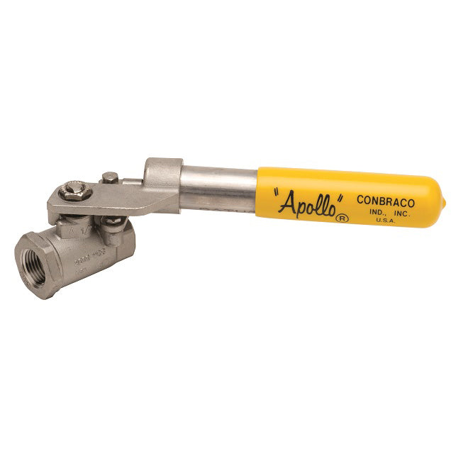 Ball Valve 1-1/2" 316 Stainless Steel Threaded 2-Piece Standard Port with Spring Return Handle  Max Pressure 1500 PSIG CWP non-shock,150 PSIG Saturated Steam