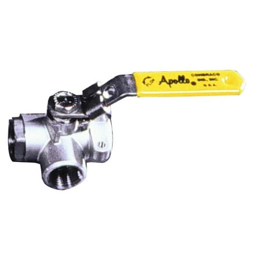 Ball Valve 1/2" 316 Stainless Steel Threaded 3-Way Standard Port Oxygen Cleaned  Max Pressure 800 PSI CWP non-shock