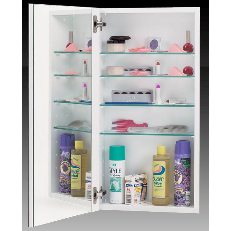 Series 1000 Mirror Rectangle Plain Glass Cabinet 15X35x5 w/White Cabinet Body
