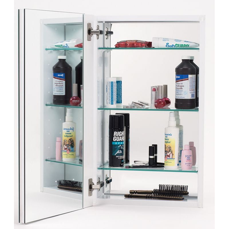 Series 2000 Mirror Rectangle Beveled Glass Cabinet 15x25x5 w/White Cabinet Body