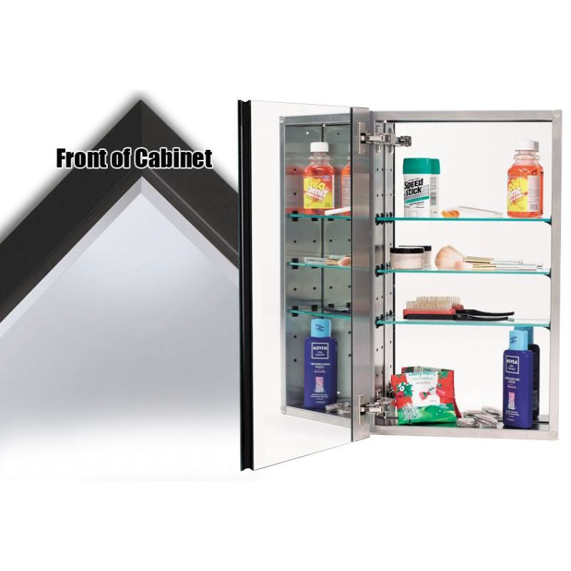 Series 4000 Mirror Rectangle Beveled Glass Cabinet 15x25x5 w/Stainless Steel Cabinet Body & Bronze Frame