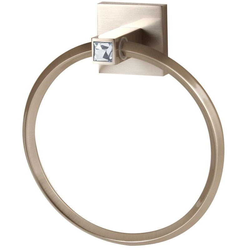 Crystal Contemporary II 6" Towel Ring in Satin Nickel