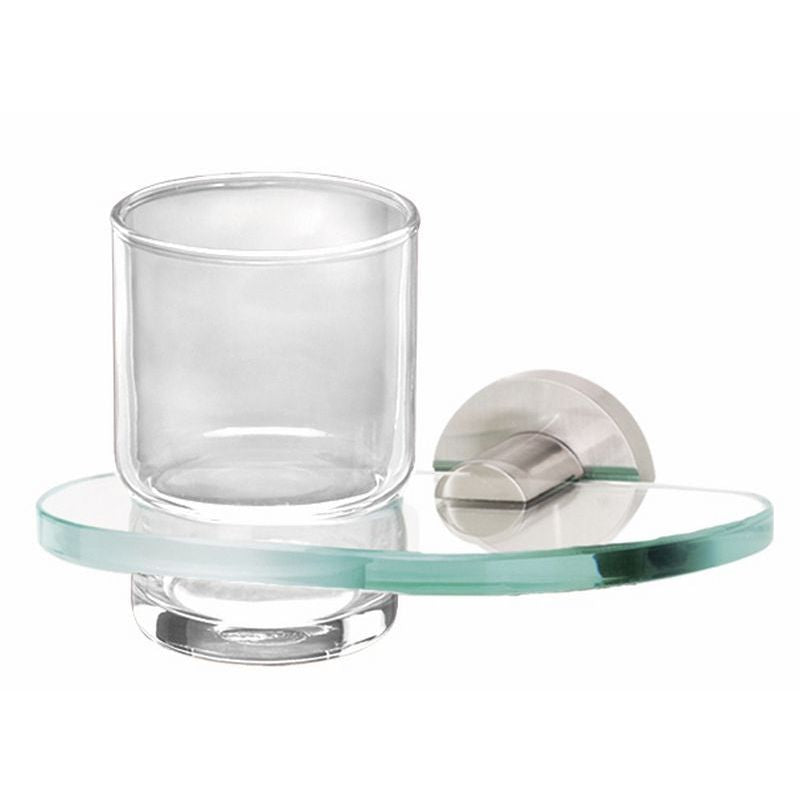 Contemporary I Tumbler Holder w/Tumbler in Satin Nickel