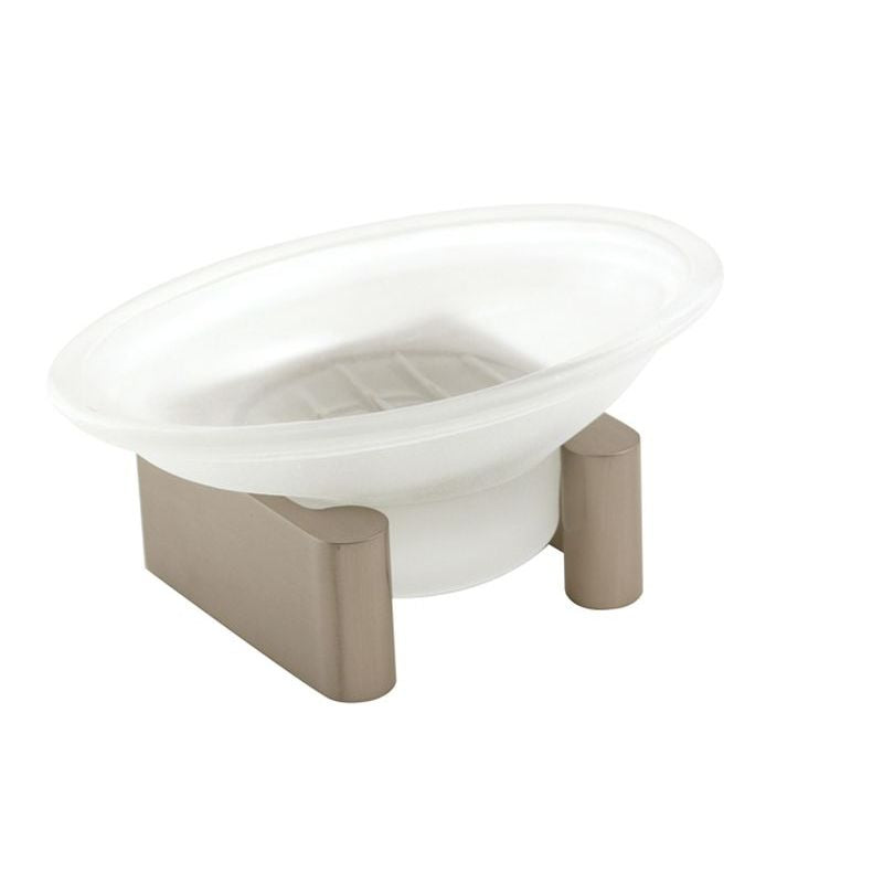Luna Countertop Soap Dish w/Holder in Satin Nickel