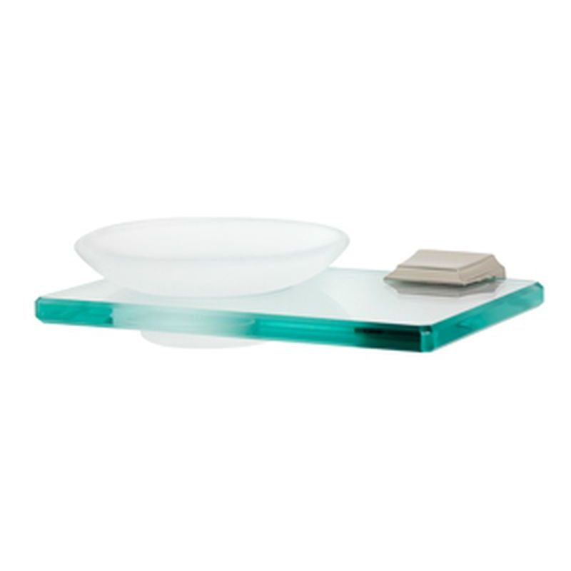 Geometric Soap Dish w/Holder in Satin Nickel