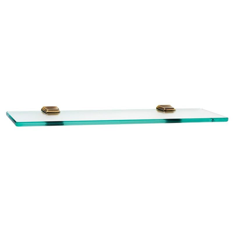 Geometric 18" Glass Shelf w/Brackets in Polished Antique