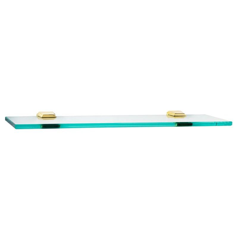 Geometric 18" Glass Shelf w/Brackets in Polished Brass