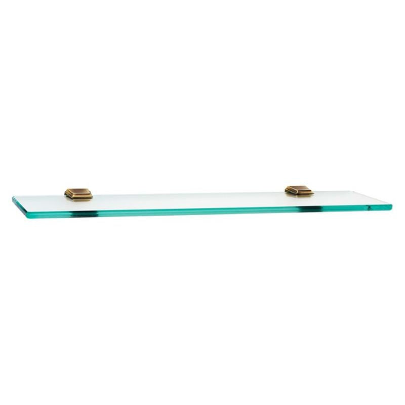 Geometric 24" Glass Shelf w/Brackets in Polished Antique