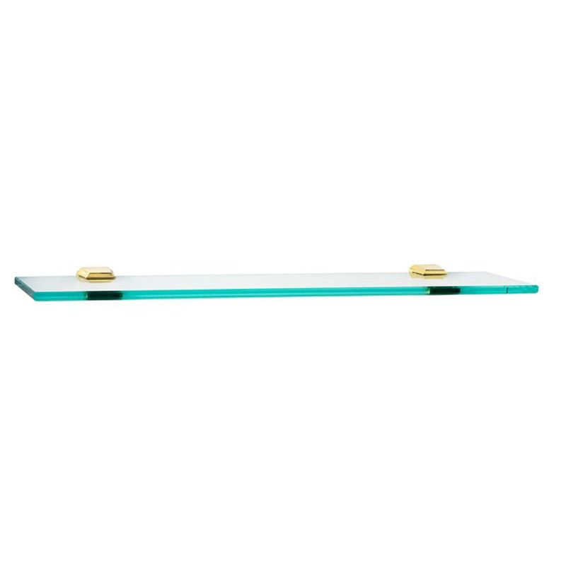 Geometric 24" Glass Shelf w/Brackets in Polished Brass