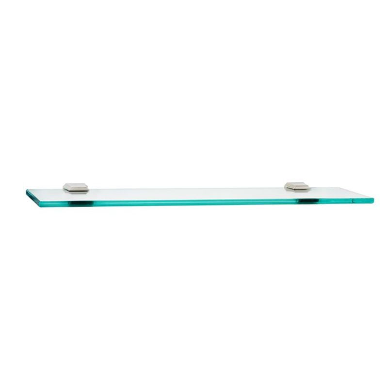 Geometric 24" Glass Shelf w/Brackets in Satin Nickel