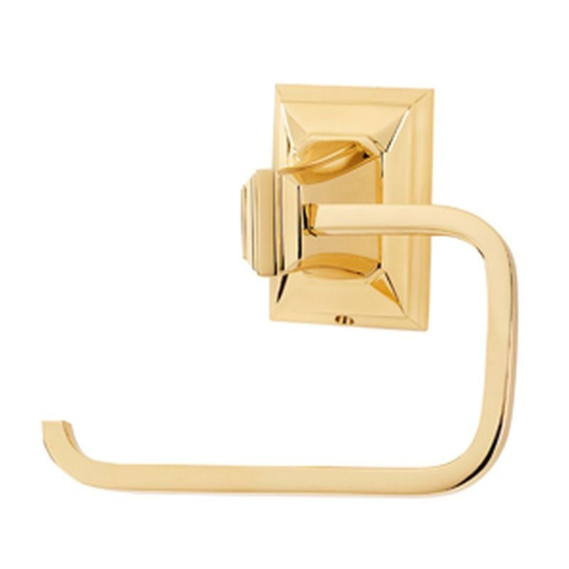 Geometric Single Post Toilet Paper Holder in Polished Brass