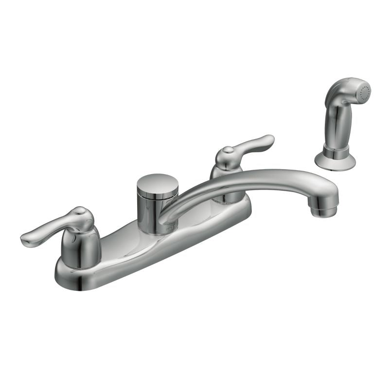 Chateau Widespread Low Arc Kitchen Faucet in Chrome w/Side Spray