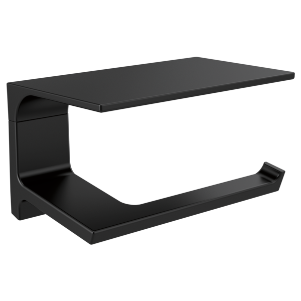 Pivotal Toilet Paper Holder w/Shelf in Matte Black