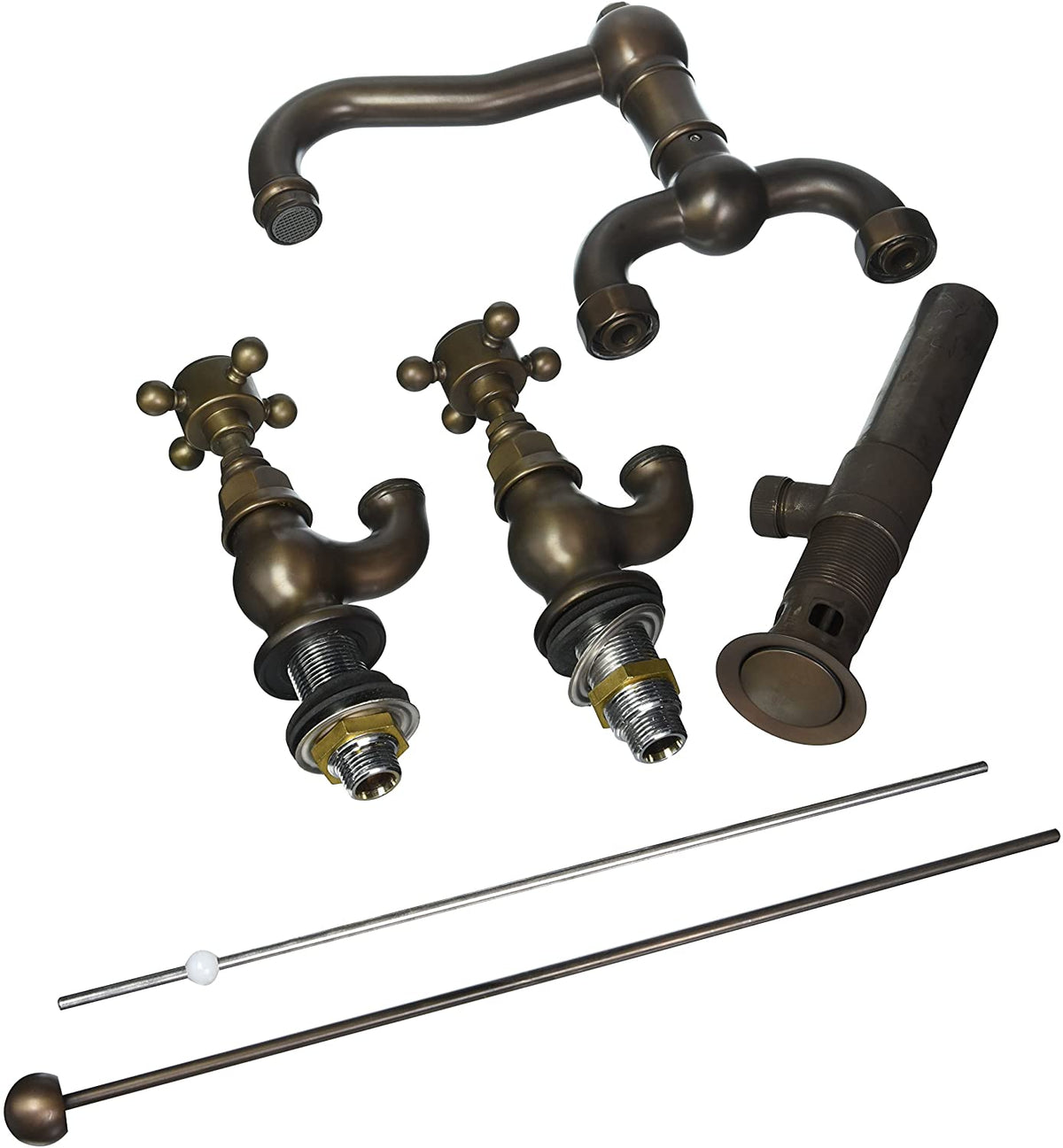 Country Bath Deck Mounted Sidevalves Hot And Cold In Tuscan Brass