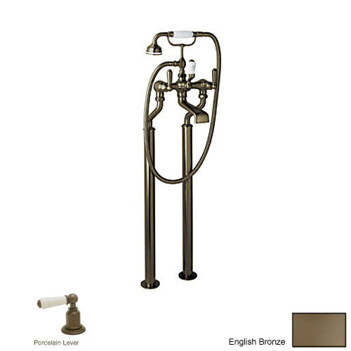 Perrin & Rowe Edwardian Floor Mounted Tub Faucet Plus Hand Shower In English Bronze