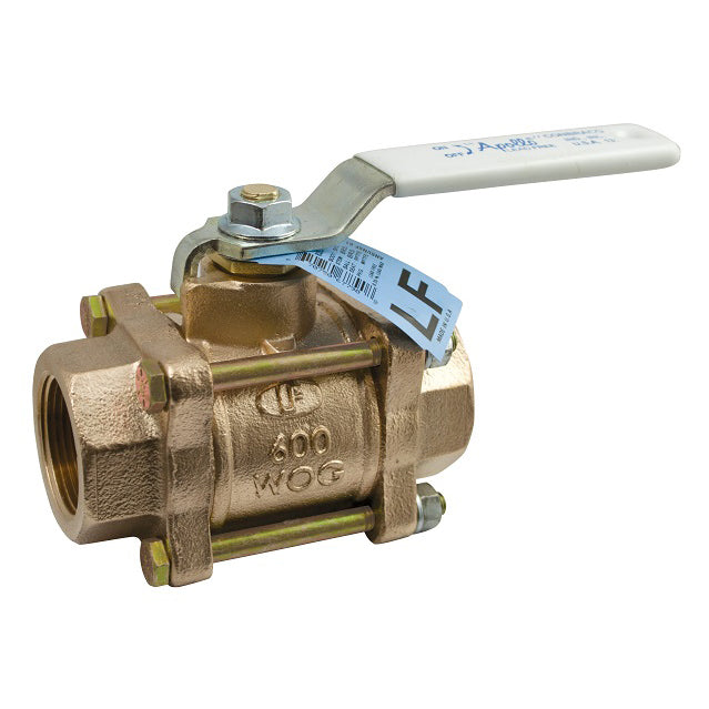Ball Valve 2" Bronze Threaded 3-Piece Full Port Lead Free  Max Pressure 600 PSI CWP,150 PSI SWP