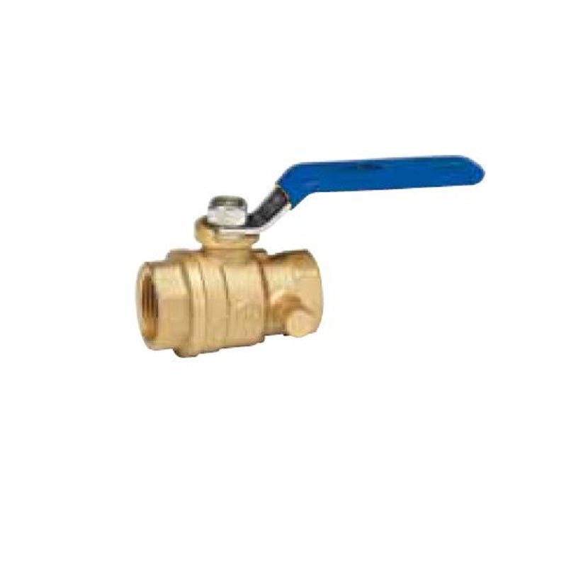 Ball Valve 3/4" Brass  Threaded Full Port No-Lead with Drain 1/4-Turn Max Pressure 500 PSI WOG non-shock