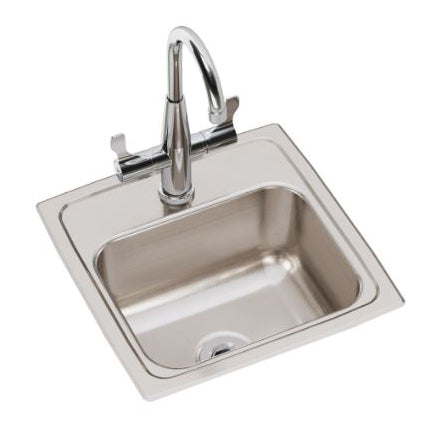 Lustertone Classic 15x15x7-1/8" SS Drop-In Bar Sink/Fct Kit