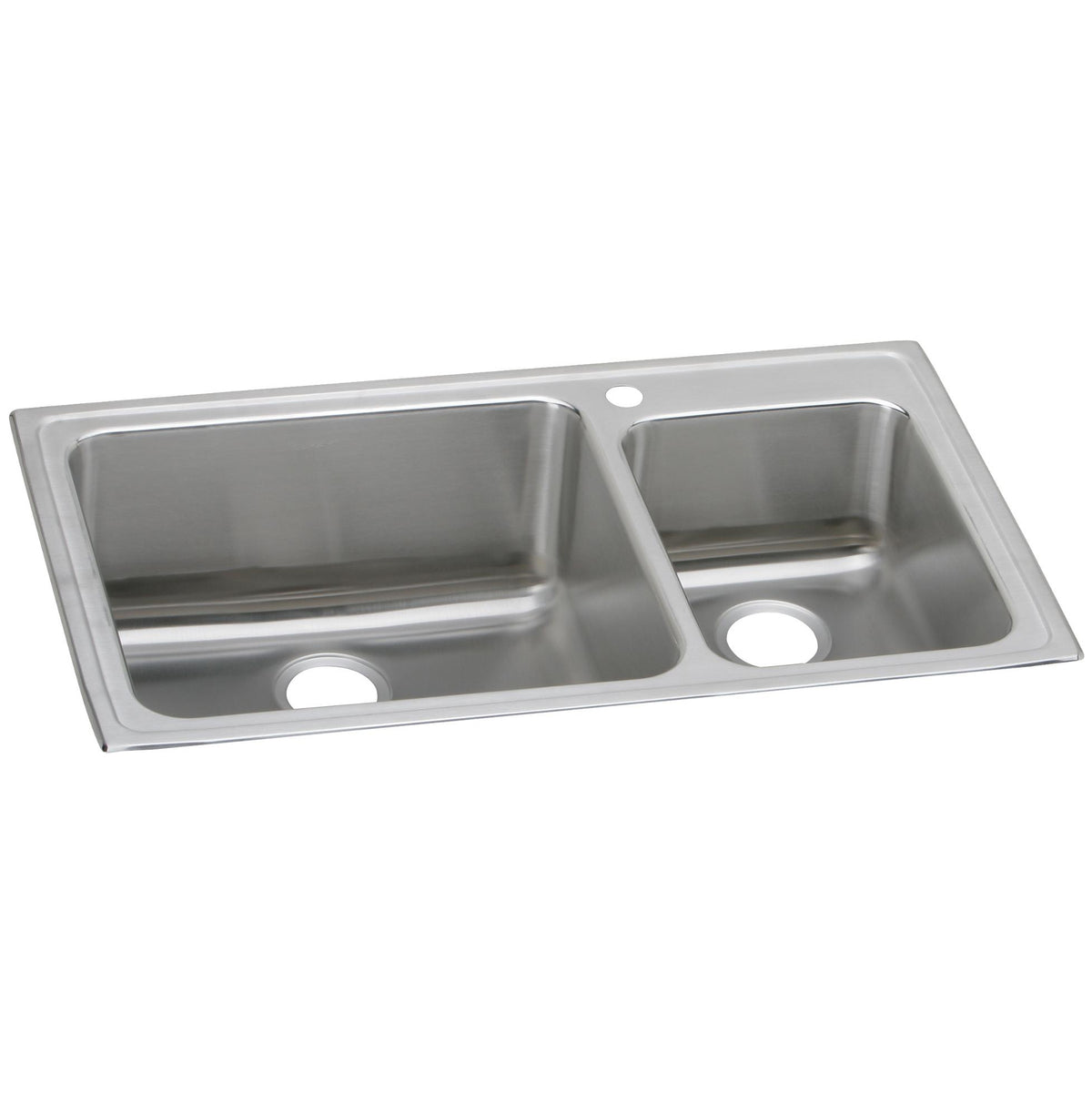 Lustertone 37x22x10" Stainless Steel Double Bowl Sink 2 Hole