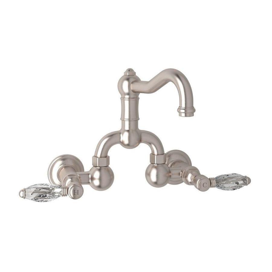 Acqui Wall Mount Bridge Lav Faucet 2-Handles In Satin Nickel