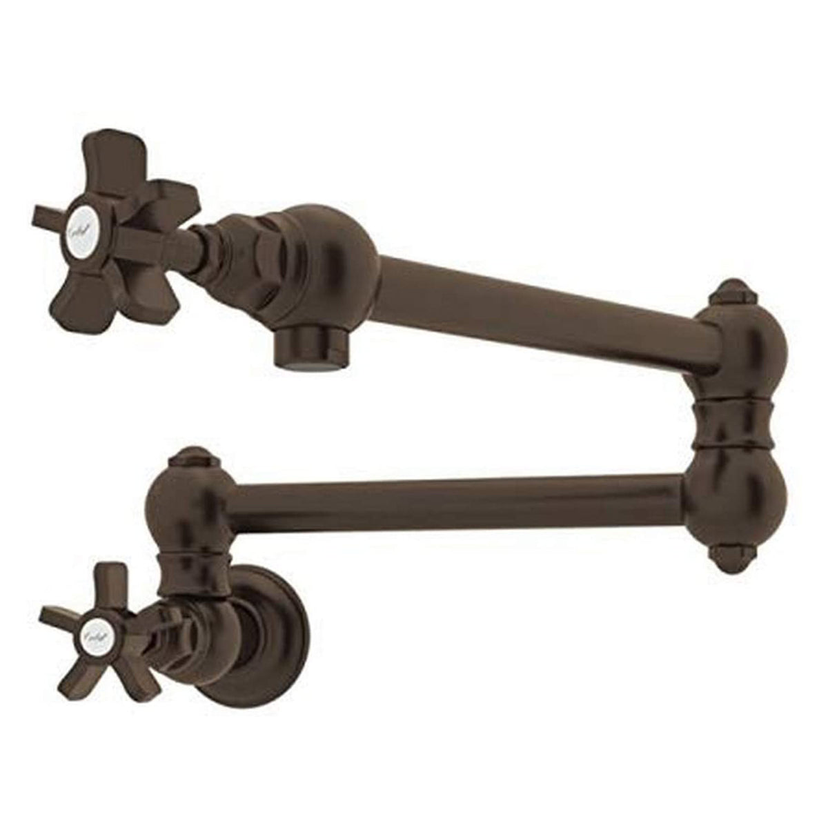Italian Country Wall Mount Pot Filler in Tuscan Brass w/5 Spoke Levers