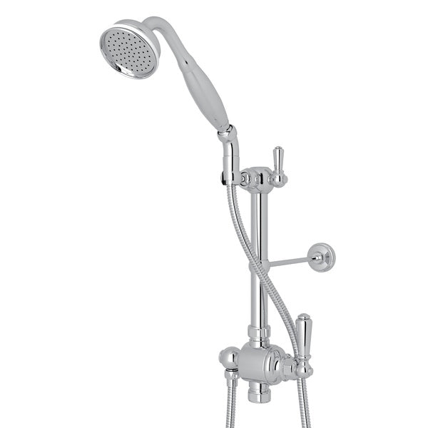 Edwardian Single-Function Hand Shower Riser Diverter Kit In Polished Chrome