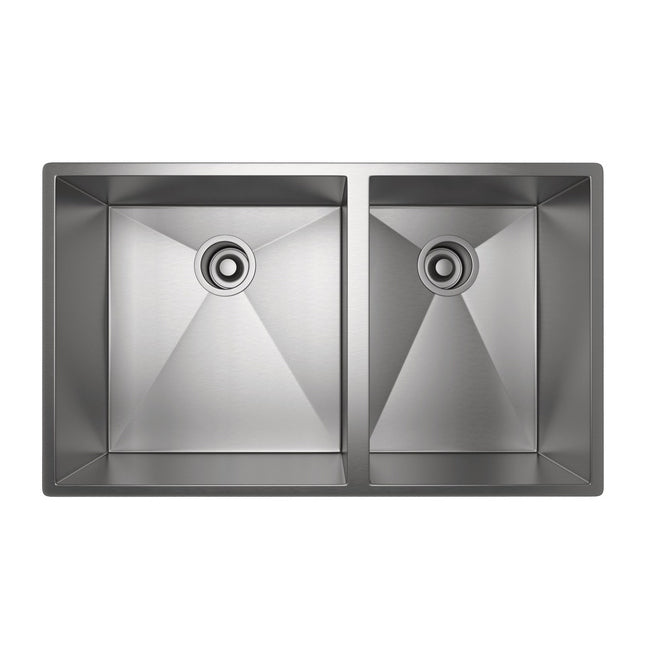 Forze 32-3/4x19-1/2x10" 1-1/2 Dbl Bowl Sink in Brushed Stainless