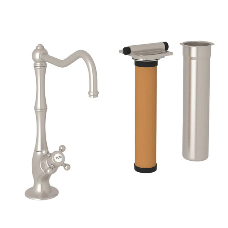 Acqui Cold Water Dispenser & Filter in Satin Nickel w/Mini Cross Handle