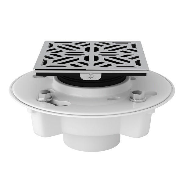 Spa Shower PVC 2x3" Drain Kit w/Mosaic Decorative Cover in Polished Chrome