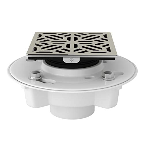 Spa Shower PVC 2x3" Drain Kit w/Mosaic Decorative Cover in Polished Nickel