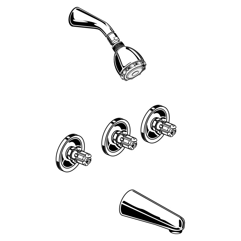 Amarilis Wall Mounted Tub & Shower Faucet Less Handles in Polished Brass