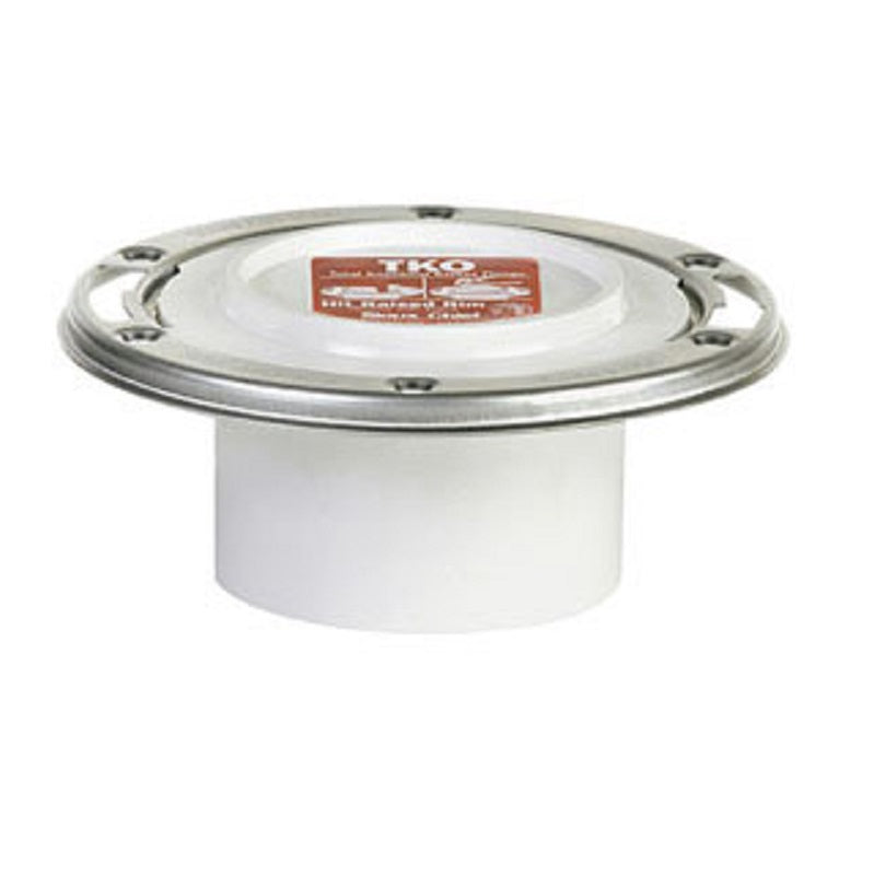 CLOSET FLANGE 4X3 PVC FLUSH W/STAINLESS STEEL RING & TESTCAP 884-PTM
