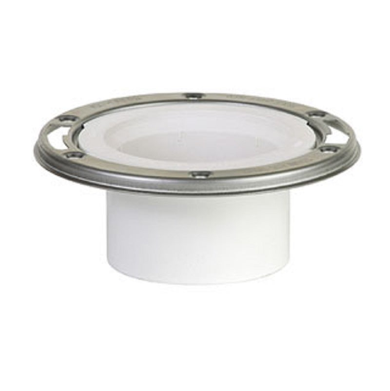 CLOSET FLANGE 4X3 PVC 887-PM HUB FLUSH TO FLOOR STAINLESS STEEL SWIVEL RING