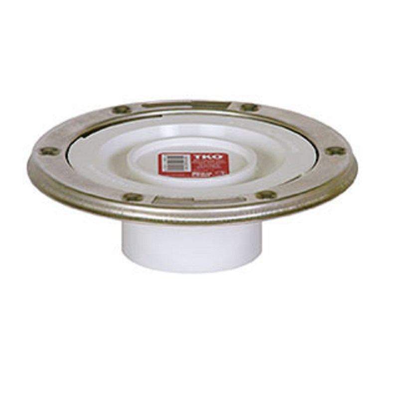 CLOSET FLANGE 3 PVC FLUSH W/STAINLESS STEEL RING & TESTCAP 888-PTM