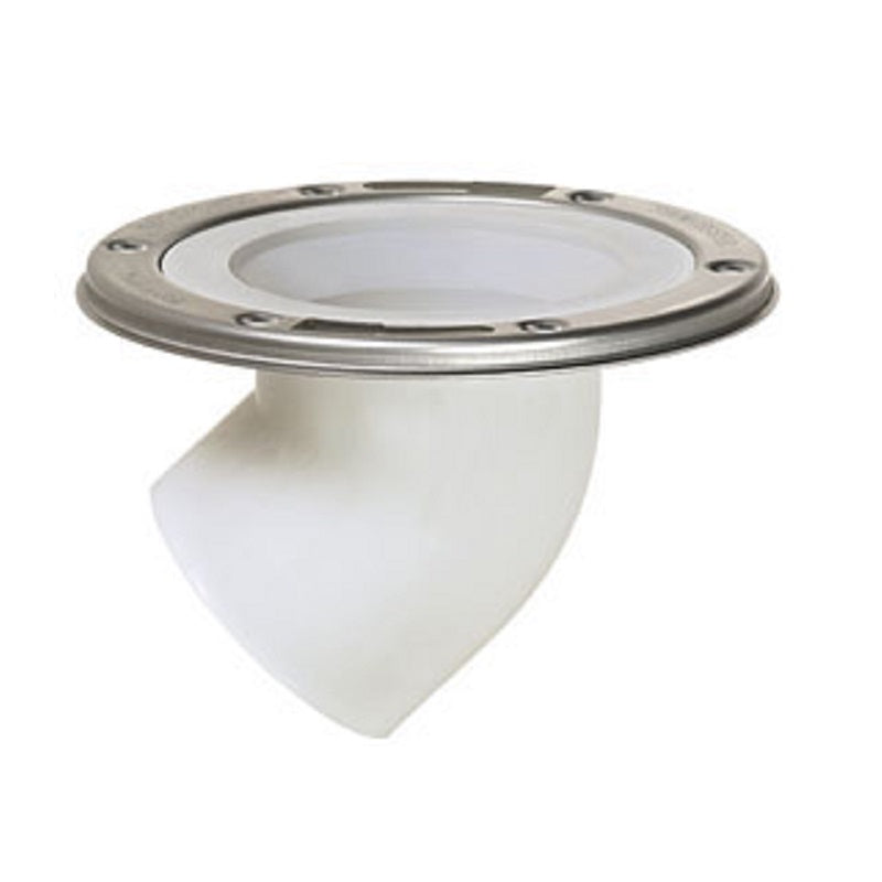 CLOSET FLANGE 4X3 PVC 889-45PM 45 DEG OFFSET STAINLESS STEEL SWIVEL RING