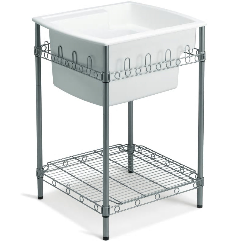 Latitude 25x22x36" Single Bowl Utility Sink w/Stand White