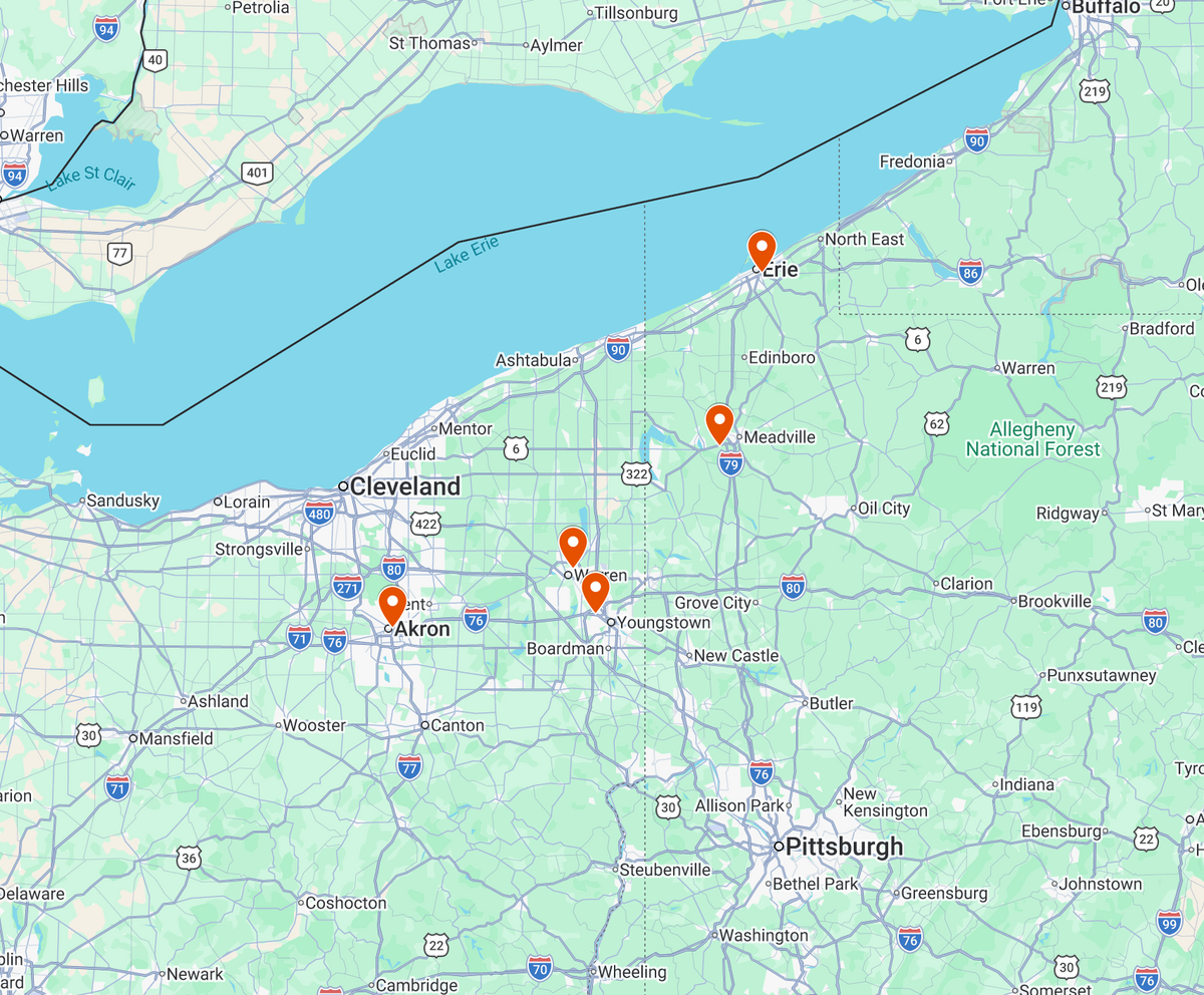 Map of all Trumbull Industries locations