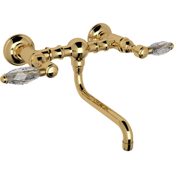 Acqui Wall Mount Bridge Lav Faucet 2-Handles In Italian Brass