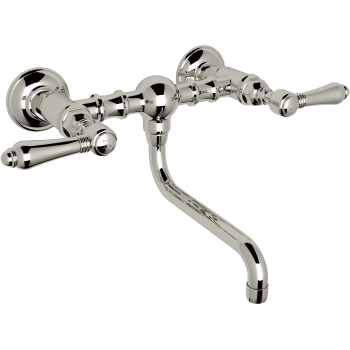 Acqui Wall Mount Bridge Lav Faucet 2-Handles In Polished Nickel