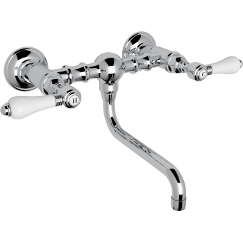 Acqui Wall Mount Bridge Lav Faucet 2-Handles In Polished Chrome