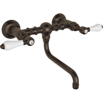 Acqui Wall Mount Bridge Lav Faucet 2-Handles In Tuscan Brass